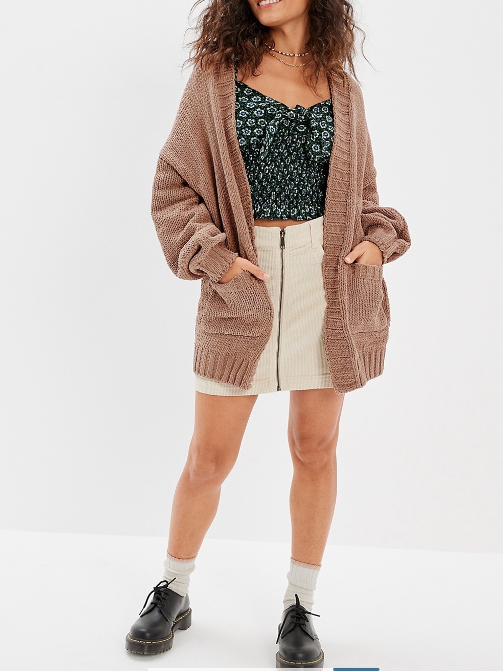 American Eagle AE Oversized Cardigan Size Large - Brown